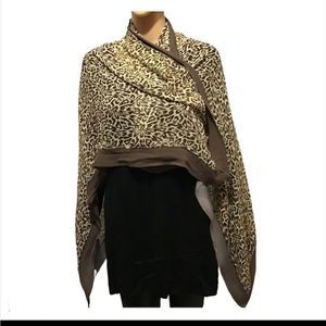 Scarf Animal Print Silk Brown Tan Womens Accessories